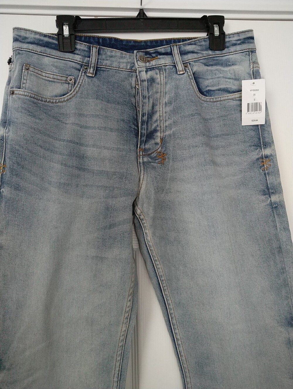 Ksubi Men's Chitch Slim Tapered Leg Jeans Light Blue Faded Wash Sz 33 Button Fly